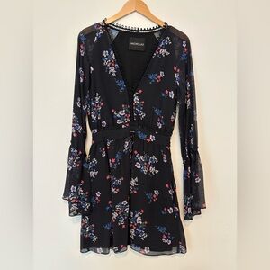 NICHOLAS Black Floral Long Sleeve Dress